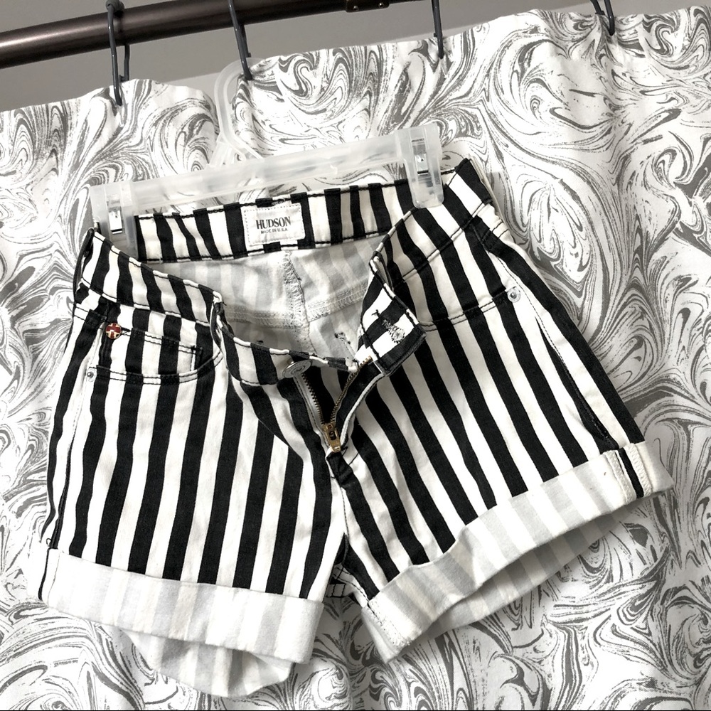 Hudson Nina striped denim shorts